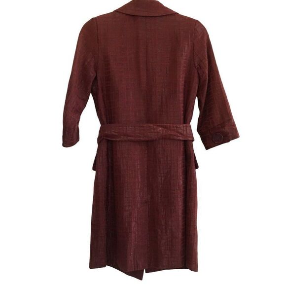 Vertigo Paris Burgundy Shimmer  Spring Fall Trench - Picture 2 of 5